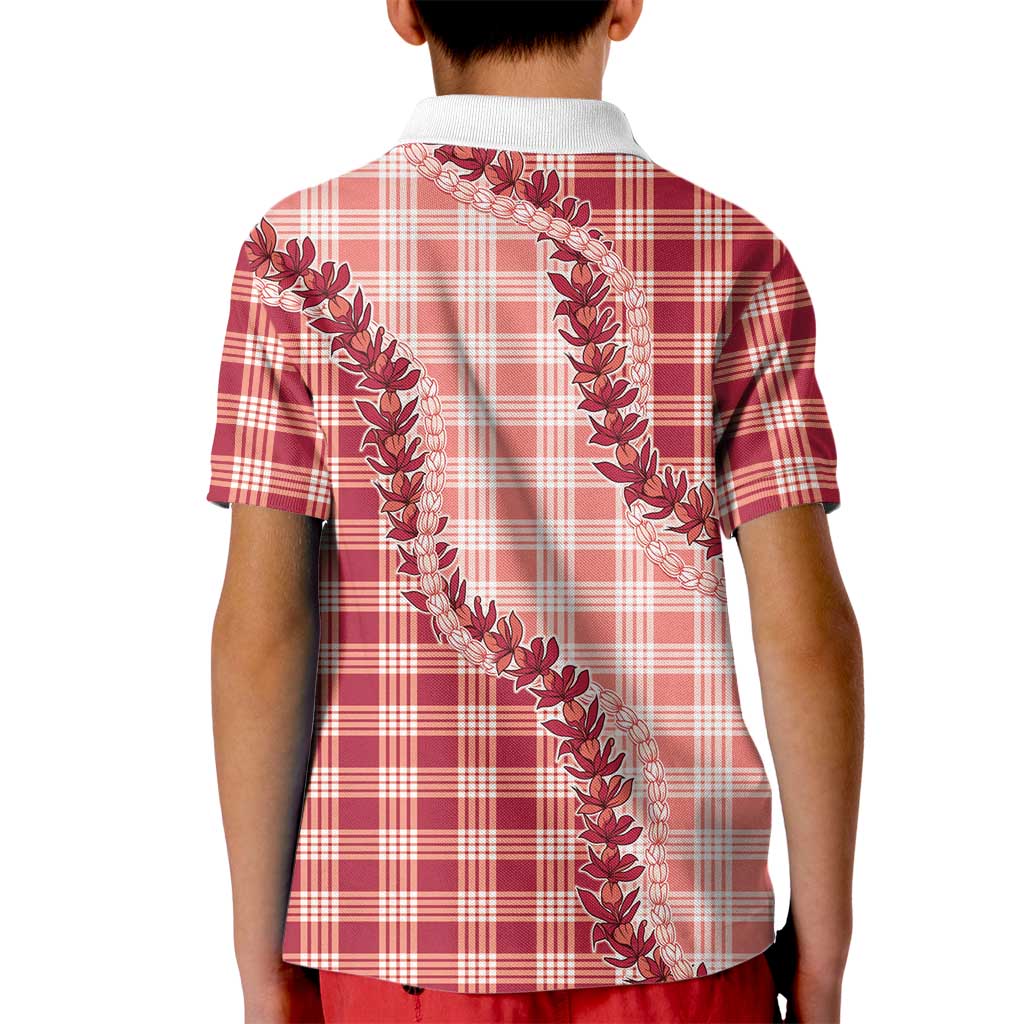 Red Hawaii Palaka Kid Polo Shirt Hawaiian Pikake Lei