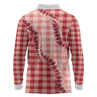 Red Hawaii Palaka Long Sleeve Polo Shirt Hawaiian Pikake Lei