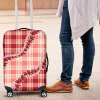 Red Hawaii Palaka Luggage Cover Hawaiian Pikake Lei