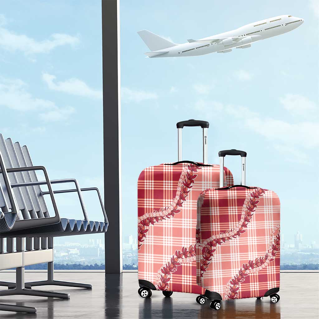 Red Hawaii Palaka Luggage Cover Hawaiian Pikake Lei