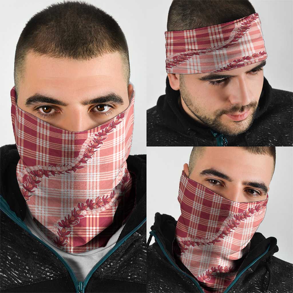 Red Hawaii Palaka Neck Gaiter Hawaiian Pikake Lei