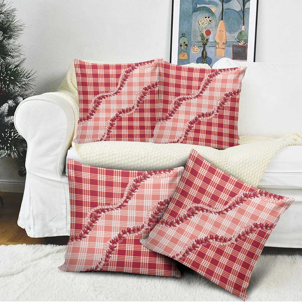 Red Hawaii Palaka Pillow Cover Hawaiian Pikake Lei