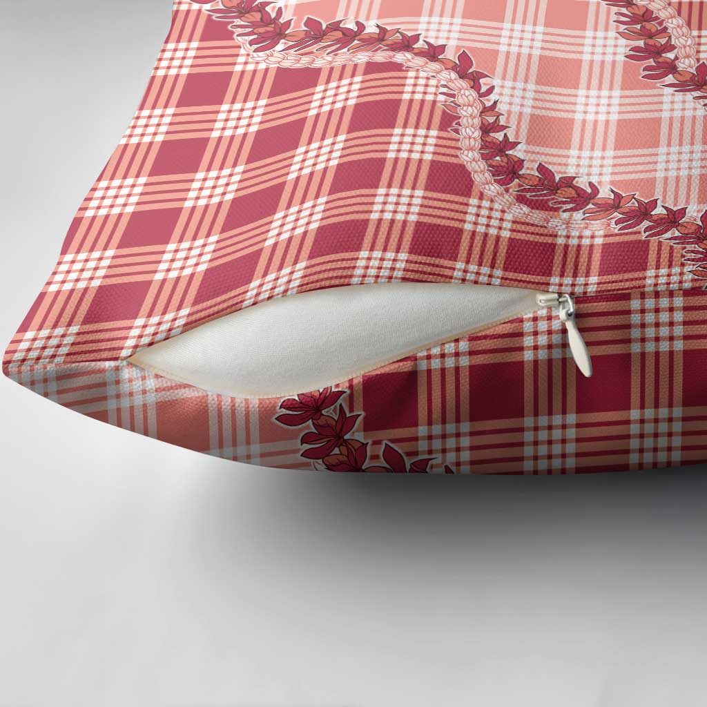 Red Hawaii Palaka Pillow Cover Hawaiian Pikake Lei