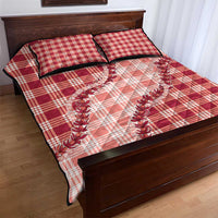 Red Hawaii Palaka Quilt Bed Set Hawaiian Pikake Lei