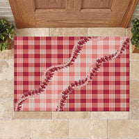 Red Hawaii Palaka Rubber Doormat Hawaiian Pikake Lei