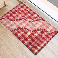 Red Hawaii Palaka Rubber Doormat Hawaiian Pikake Lei