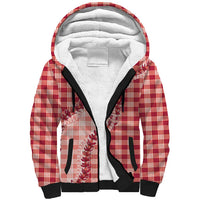 Red Hawaii Palaka Sherpa Hoodie Hawaiian Pikake Lei