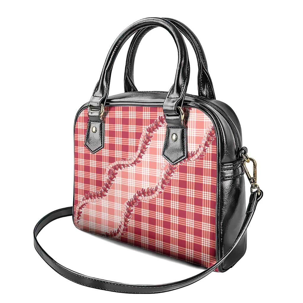 Red Hawaii Palaka Shoulder Handbag Hawaiian Pikake Lei