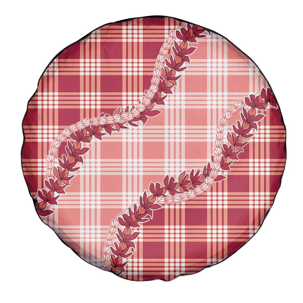 Red Hawaii Palaka Spare Tire Cover Hawaiian Pikake Lei