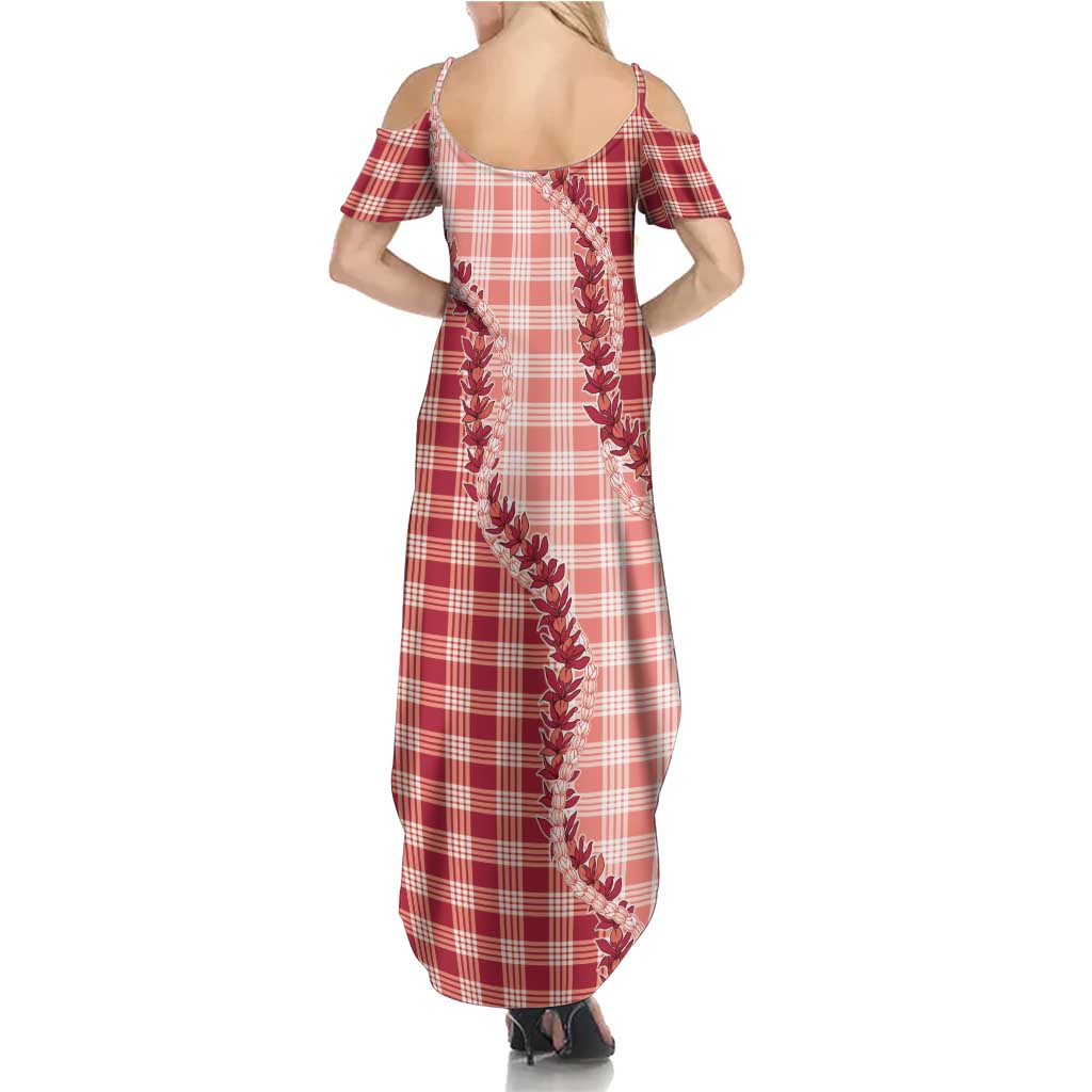 Red Hawaii Palaka Summer Maxi Dress Hawaiian Pikake Lei