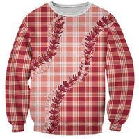 Red Hawaii Palaka Sweatshirt Hawaiian Pikake Lei