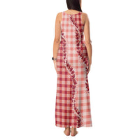 Red Hawaii Palaka Tank Maxi Dress Hawaiian Pikake Lei