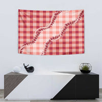 Red Hawaii Palaka Tapestry Hawaiian Pikake Lei