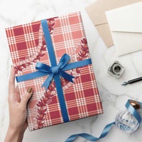 Red Hawaii Palaka Wrapping Paper Hawaiian Pikake Lei