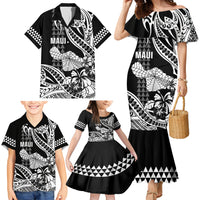 Hawaii Maui Upena Kiloi Family Matching Mermaid Dress and Hawaiian Shirt Kakau Tribal Pattern Black Version LT05 - Polynesian Pride