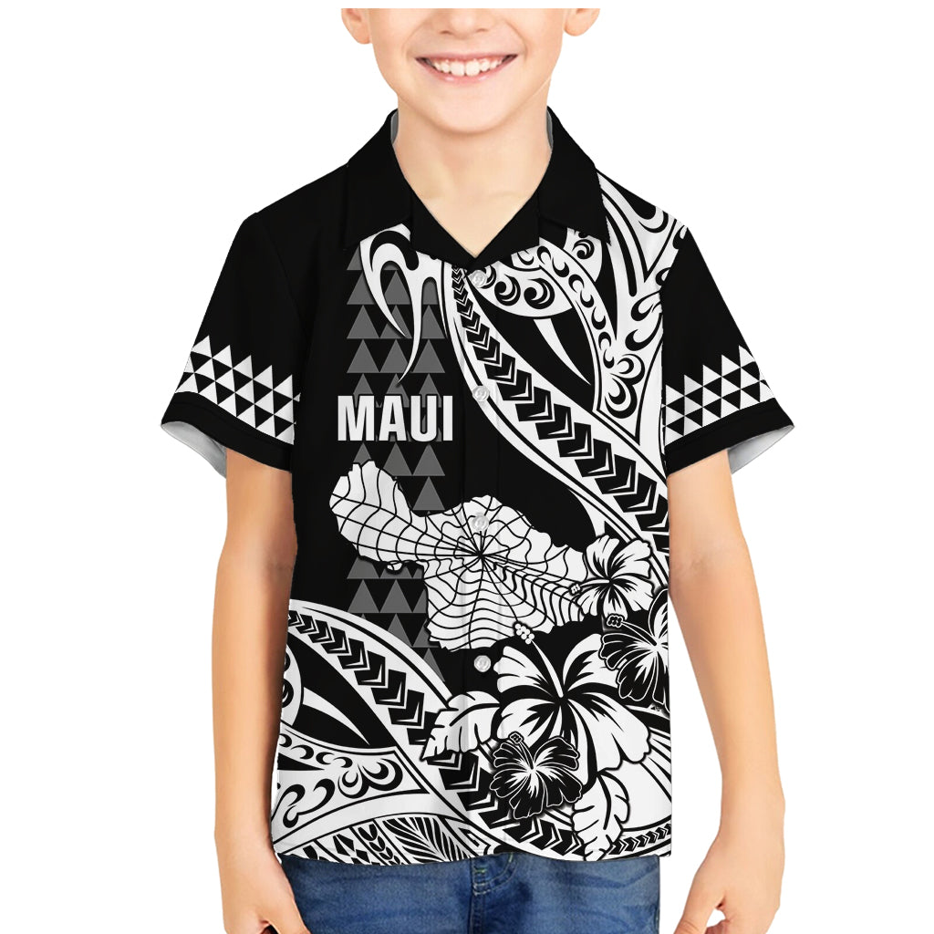 Hawaii Maui Upena Kiloi Family Matching Mermaid Dress and Hawaiian Shirt Kakau Tribal Pattern Black Version LT05 Son's Shirt Black - Polynesian Pride