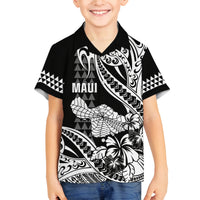 Hawaii Maui Upena Kiloi Family Matching Off The Shoulder Long Sleeve Dress and Hawaiian Shirt Kakau Tribal Pattern Black Version LT05 Son's Shirt Black - Polynesian Pride