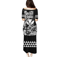Hawaii Maui Upena Kiloi Family Matching Puletasi and Hawaiian Shirt Kakau Tribal Pattern Black Version