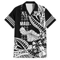Hawaii Maui Upena Kiloi Family Matching Short Sleeve Bodycon Dress and Hawaiian Shirt Kakau Tribal Pattern Black Version LT05 Dad's Shirt - Short Sleeve Black - Polynesian Pride