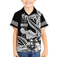 Hawaii Maui Upena Kiloi Family Matching Short Sleeve Bodycon Dress and Hawaiian Shirt Kakau Tribal Pattern Black Version LT05 Son's Shirt Black - Polynesian Pride