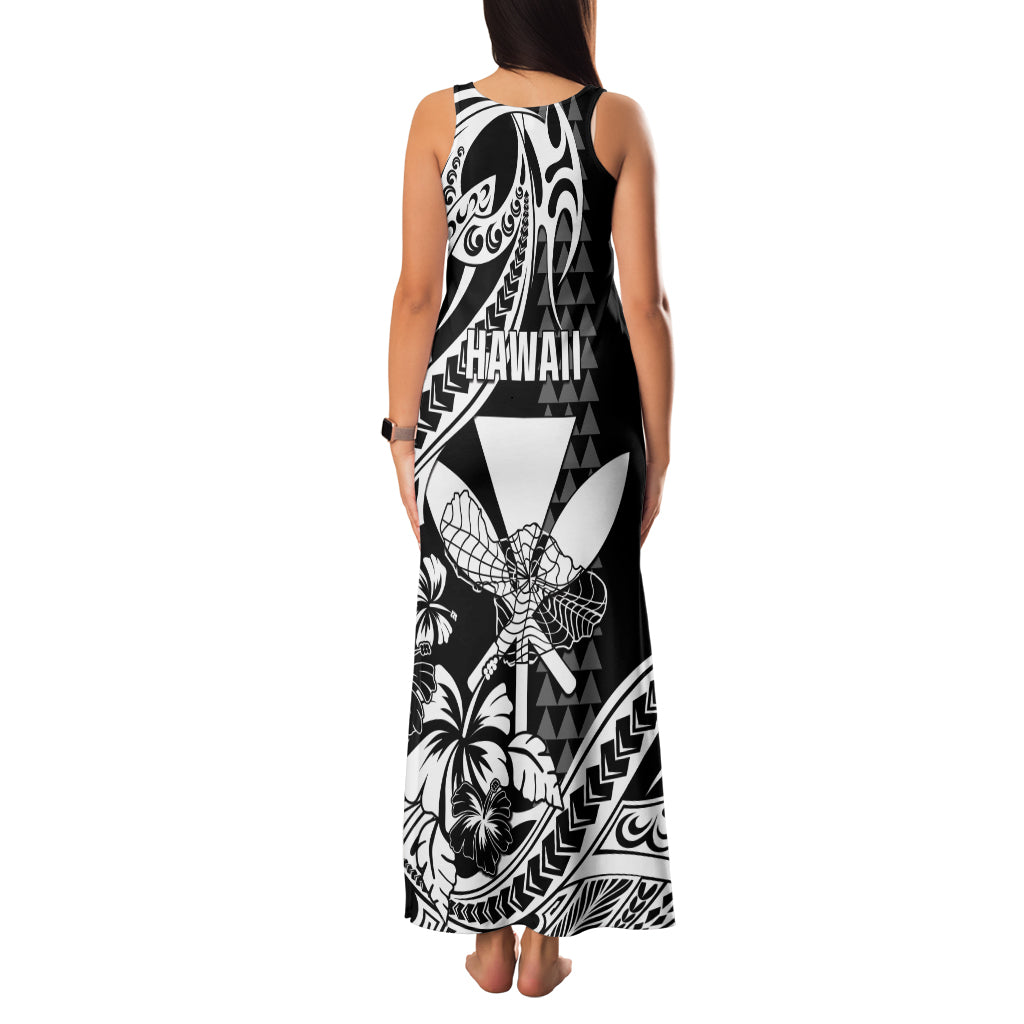 Hawaii Maui Upena Kiloi Family Matching Tank Maxi Dress and Hawaiian Shirt Kakau Tribal Pattern Black Version LT05 - Polynesian Pride
