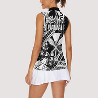Hawaii Maui Upena Kiloi Women Sleeveless Polo Shirt Kakau Tribal Pattern Black Version