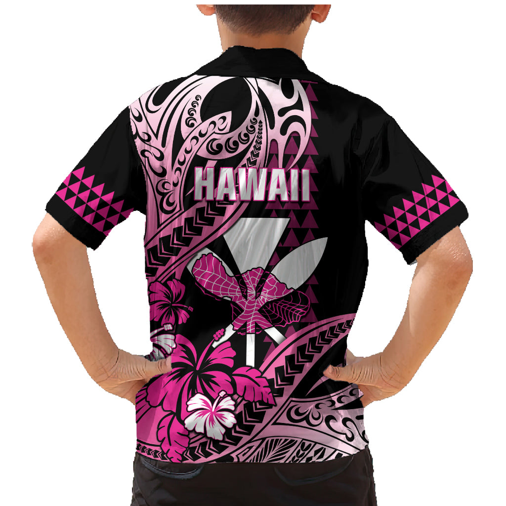 Hawaii Maui Upena Kiloi Family Matching Mermaid Dress and Hawaiian Shirt Kakau Tribal Pattern Pink Version LT05 - Polynesian Pride