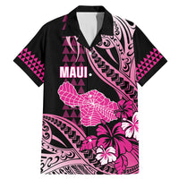 Hawaii Maui Upena Kiloi Family Matching Mermaid Dress and Hawaiian Shirt Kakau Tribal Pattern Pink Version LT05 Dad's Shirt - Short Sleeve Pink - Polynesian Pride