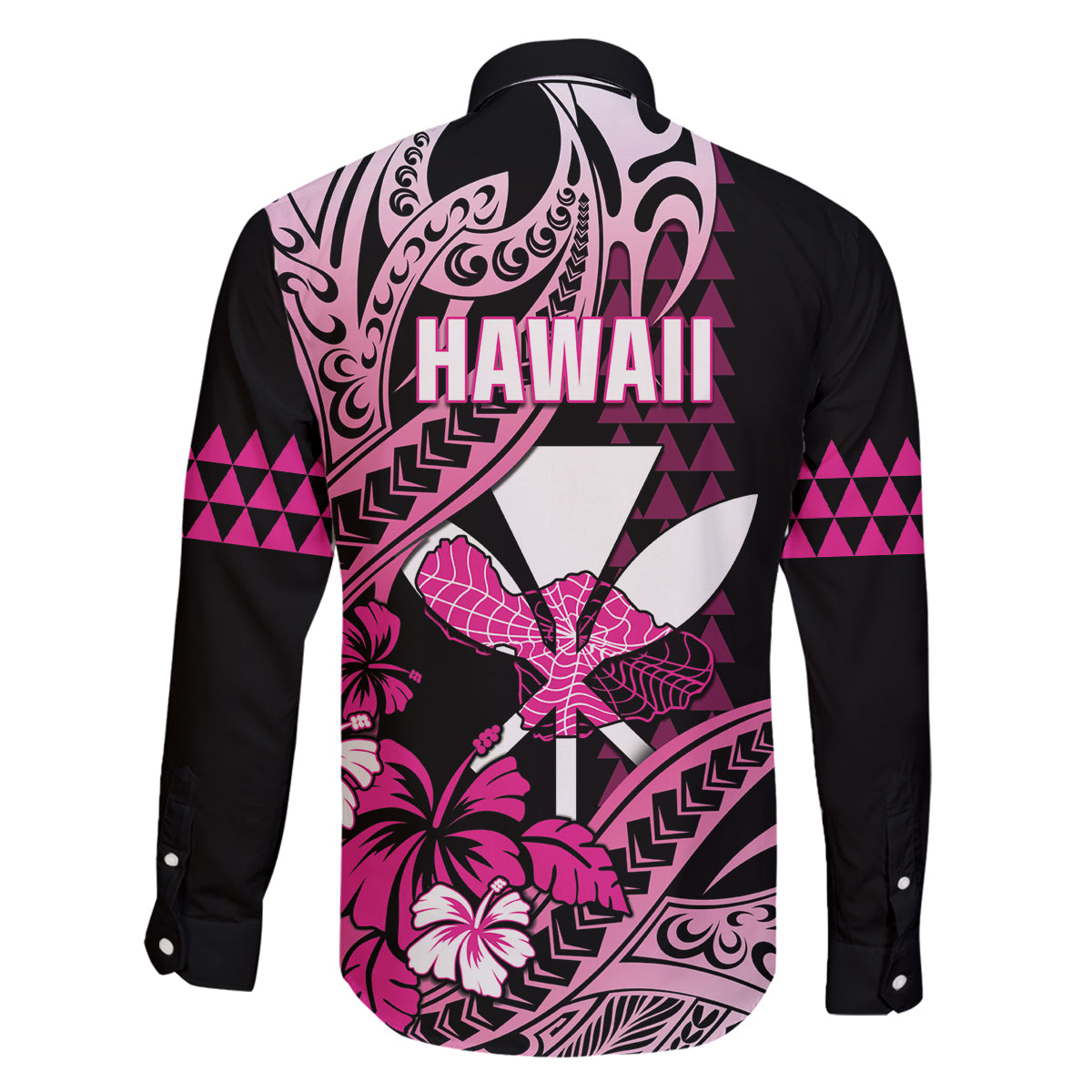 Hawaii Maui Upena Kiloi Family Matching Off The Shoulder Long Sleeve Dress and Hawaiian Shirt Kakau Tribal Pattern Pink Version LT05 - Polynesian Pride