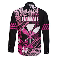 Hawaii Maui Upena Kiloi Family Matching Off Shoulder Maxi Dress and Hawaiian Shirt Kakau Tribal Pattern Pink Version LT05 - Polynesian Pride