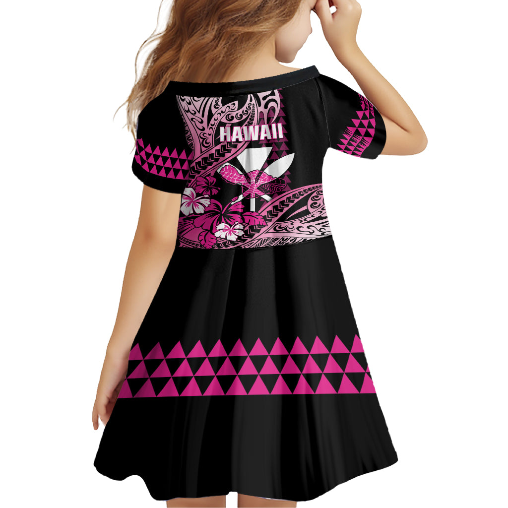 Hawaii Maui Upena Kiloi Family Matching Off Shoulder Short Dress and Hawaiian Shirt Kakau Tribal Pattern Pink Version LT05 - Polynesian Pride