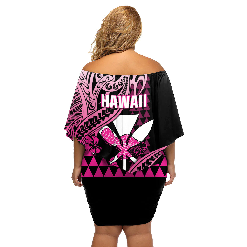 Hawaii Maui Upena Kiloi Family Matching Off Shoulder Short Dress and Hawaiian Shirt Kakau Tribal Pattern Pink Version LT05 - Polynesian Pride