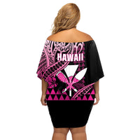 Hawaii Maui Upena Kiloi Family Matching Off Shoulder Short Dress and Hawaiian Shirt Kakau Tribal Pattern Pink Version LT05 - Polynesian Pride