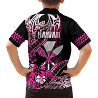 Hawaii Maui Upena Kiloi Family Matching Short Sleeve Bodycon Dress and Hawaiian Shirt Kakau Tribal Pattern Pink Version LT05 - Polynesian Pride