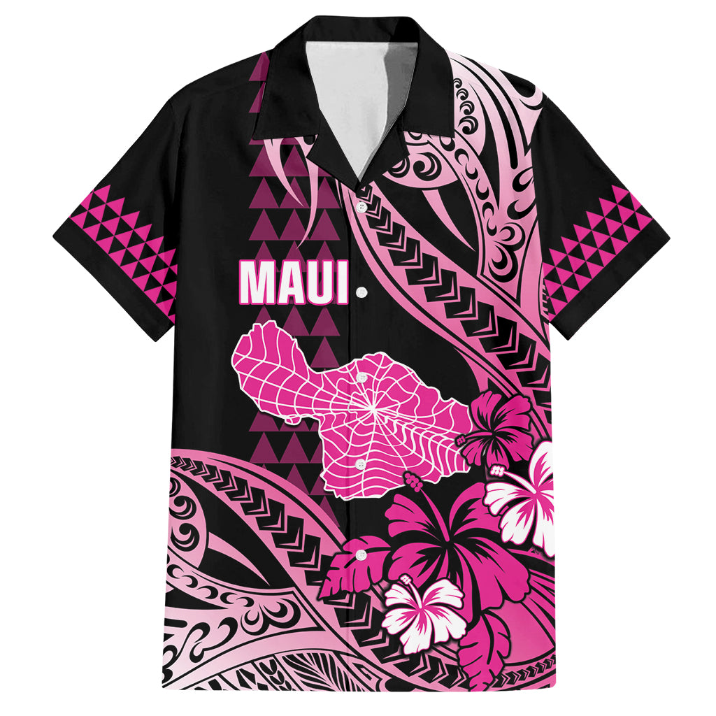 Hawaii Maui Upena Kiloi Family Matching Tank Maxi Dress and Hawaiian Shirt Kakau Tribal Pattern Pink Version LT05 Dad's Shirt - Short Sleeve Pink - Polynesian Pride
