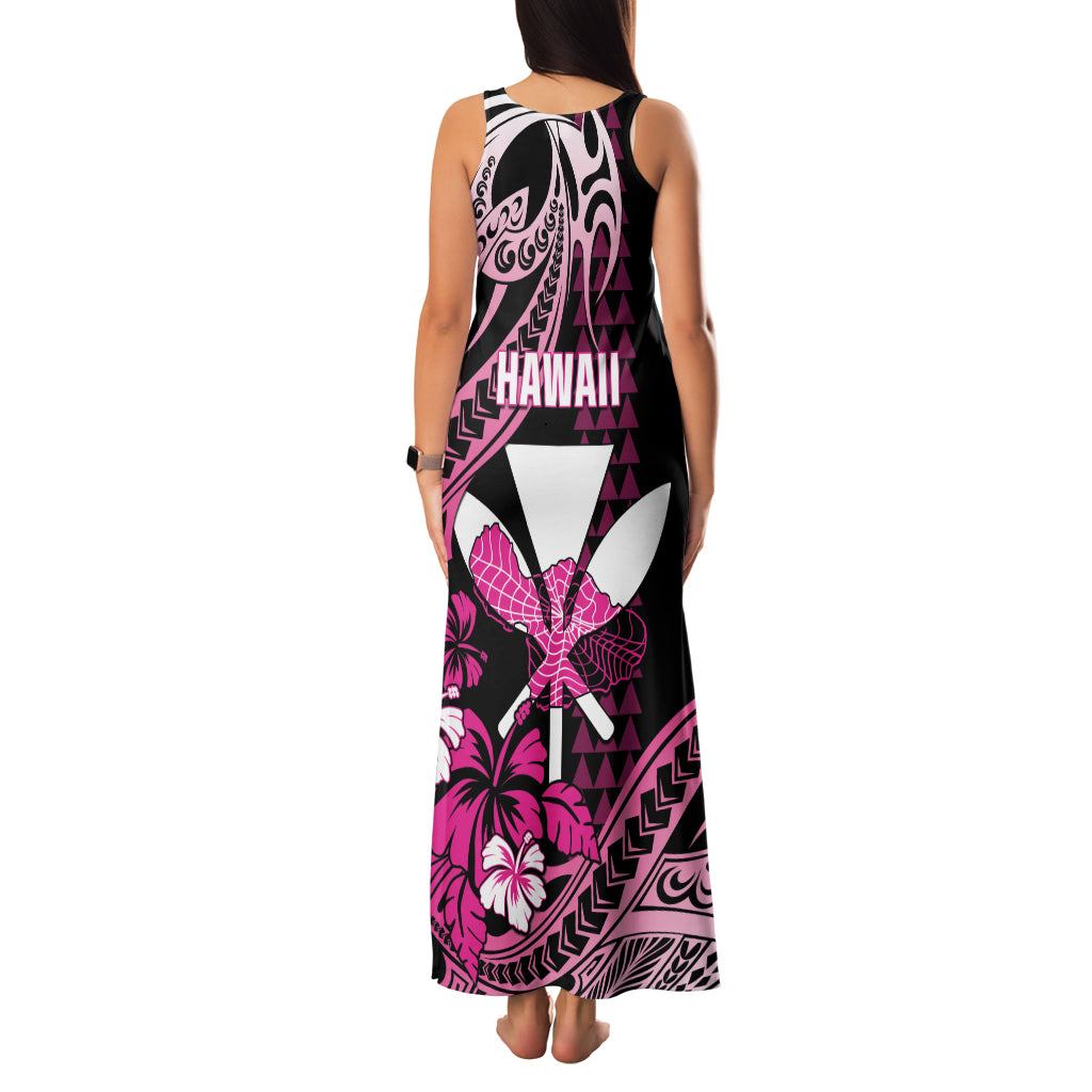Hawaii Maui Upena Kiloi Family Matching Tank Maxi Dress and Hawaiian Shirt Kakau Tribal Pattern Pink Version LT05 - Polynesian Pride