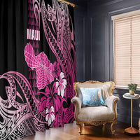 Hawaii Maui Upena Kiloi Window Curtain Kakau Tribal Pattern Pink Version