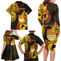Personalised Kiribati Independence Day Family Matching Long Sleeve Bodycon Dress and Hawaiian Shirt 46th Anniversary LT05 - Polynesian Pride