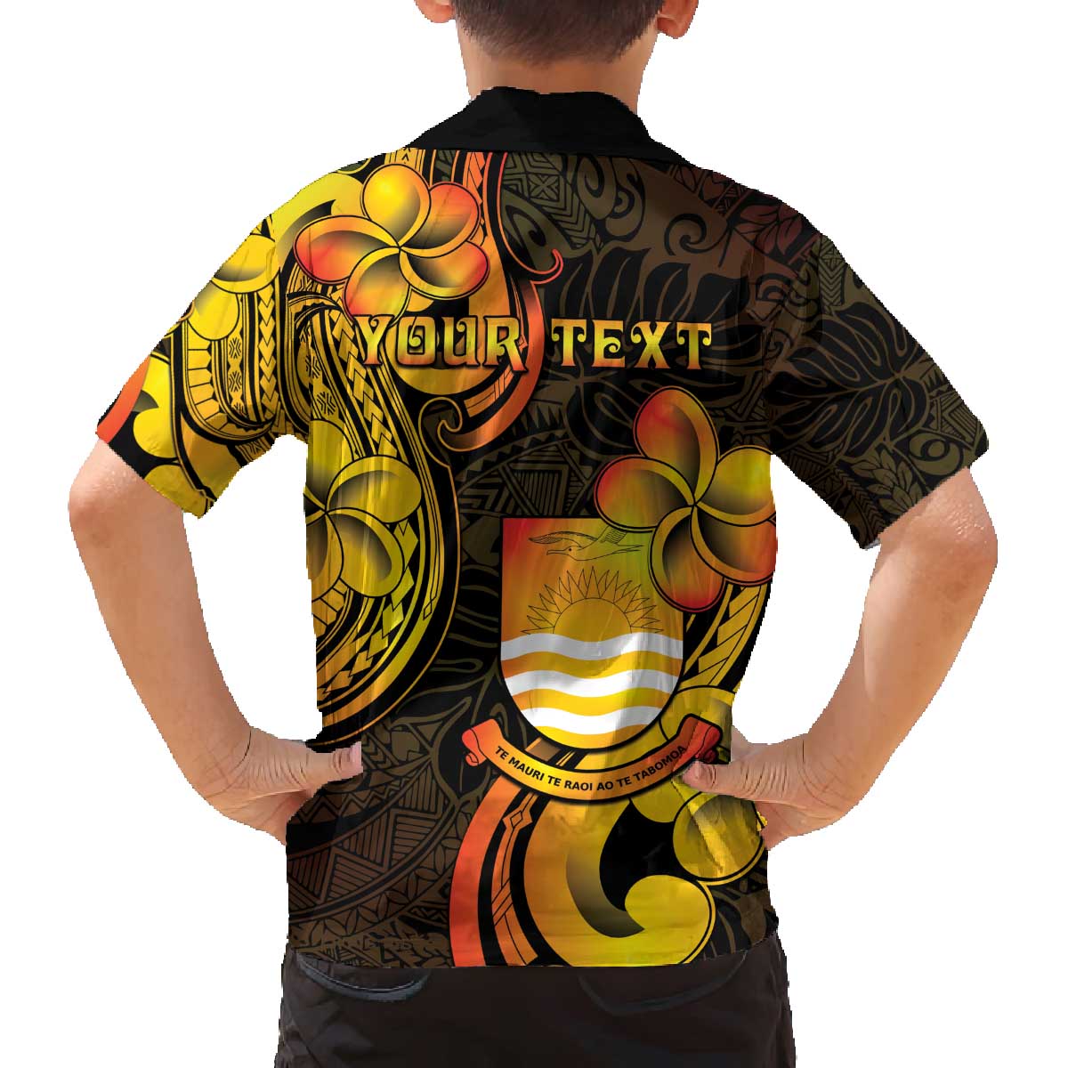 Personalised Kiribati Independence Day Family Matching Off The Shoulder Long Sleeve Dress and Hawaiian Shirt 46th Anniversary LT05 - Polynesian Pride
