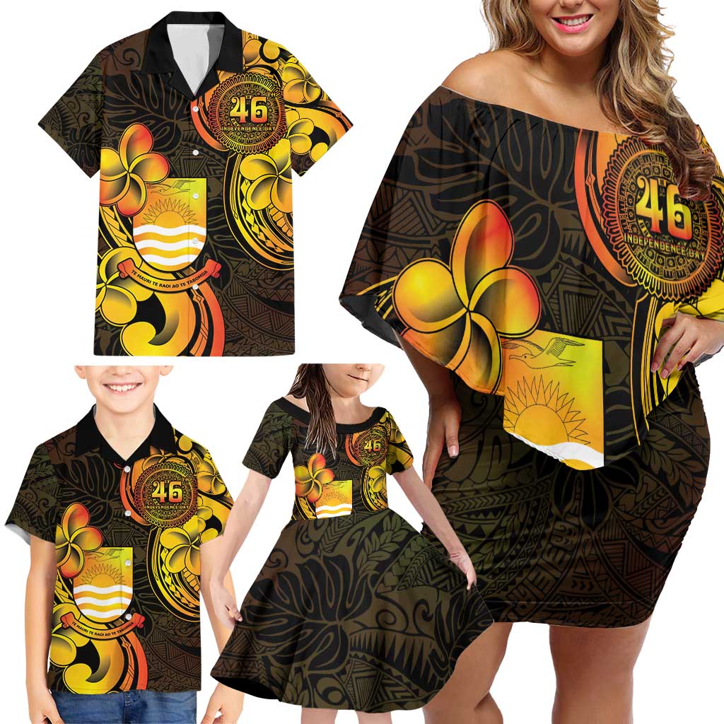 Personalised Kiribati Independence Day Family Matching Off Shoulder Short Dress and Hawaiian Shirt 46th Anniversary LT05 - Polynesian Pride