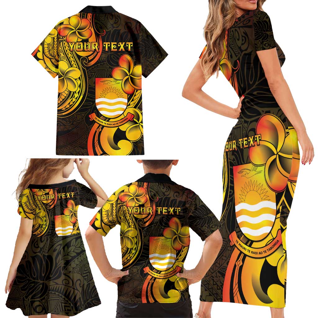 Personalised Kiribati Independence Day Family Matching Short Sleeve Bodycon Dress and Hawaiian Shirt 46th Anniversary LT05 - Polynesian Pride