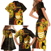 Personalised Kiribati Independence Day Family Matching Short Sleeve Bodycon Dress and Hawaiian Shirt 46th Anniversary LT05 - Polynesian Pride