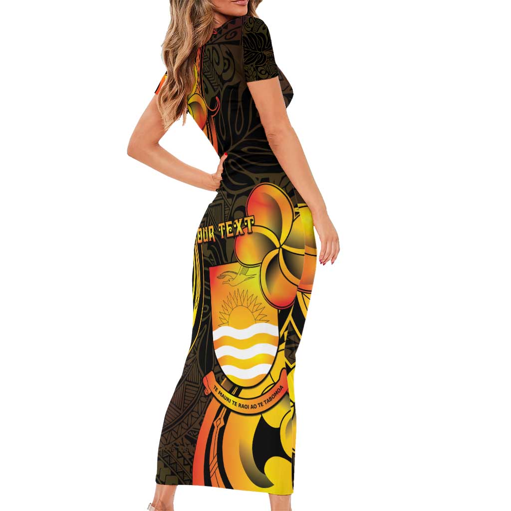 Personalised Kiribati Independence Day Family Matching Short Sleeve Bodycon Dress and Hawaiian Shirt 46th Anniversary LT05 - Polynesian Pride