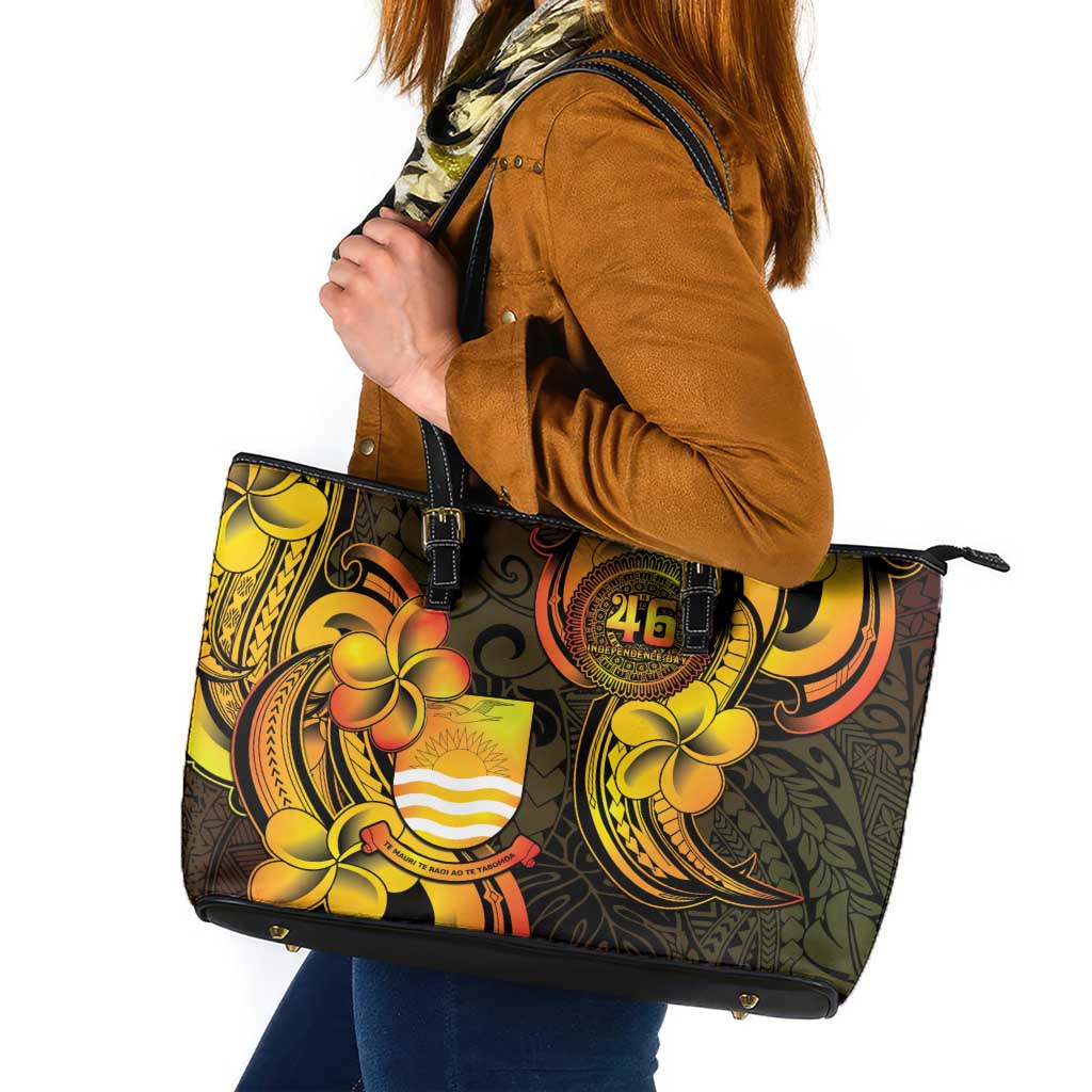 Personalised Kiribati Independence Day Leather Tote Bag 46th Anniversary