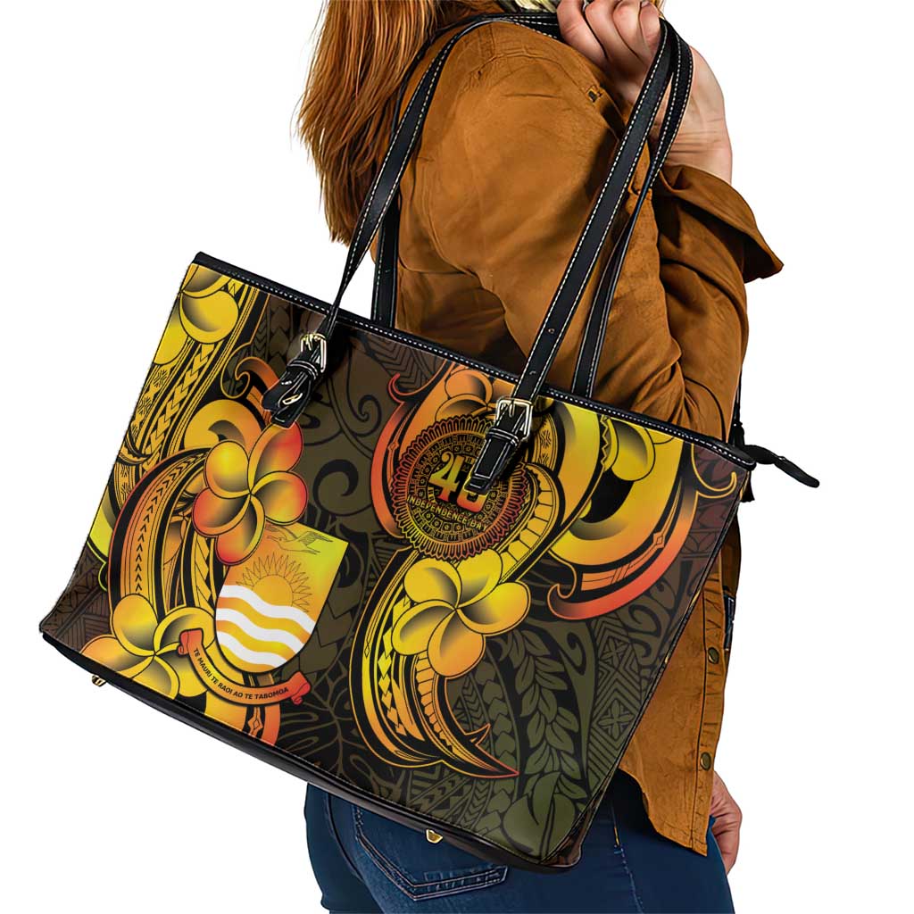 Personalised Kiribati Independence Day Leather Tote Bag 46th Anniversary