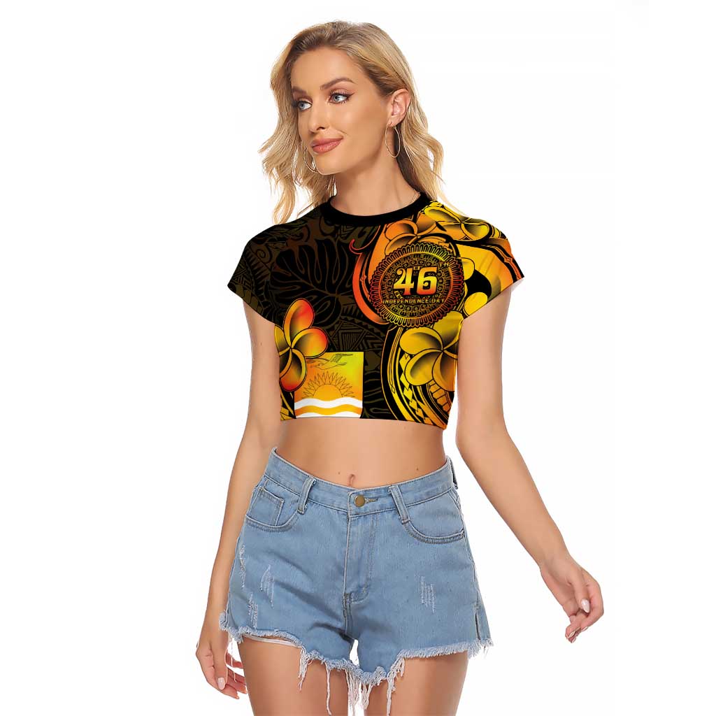Personalised Kiribati Independence Day Raglan Cropped T Shirt 46th Anniversary