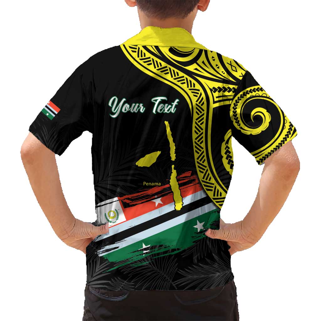 Personalised Vanuatu Penama Day Family Matching Long Sleeve Bodycon Dress and Hawaiian Shirt Grunge Flag Style LT05 - Polynesian Pride