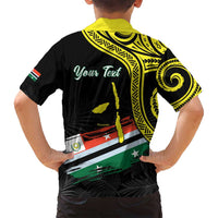 Personalised Vanuatu Penama Day Family Matching Long Sleeve Bodycon Dress and Hawaiian Shirt Grunge Flag Style LT05 - Polynesian Pride