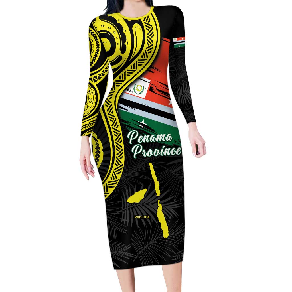 Personalised Vanuatu Penama Day Family Matching Long Sleeve Bodycon Dress and Hawaiian Shirt Grunge Flag Style LT05 Mom's Dress Black - Polynesian Pride