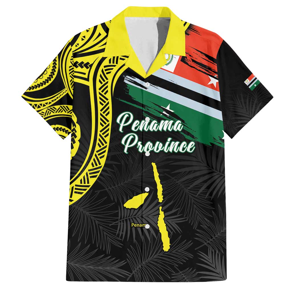 Personalised Vanuatu Penama Day Family Matching Off Shoulder Maxi Dress and Hawaiian Shirt Grunge Flag Style LT05 Dad's Shirt - Short Sleeve Black - Polynesian Pride
